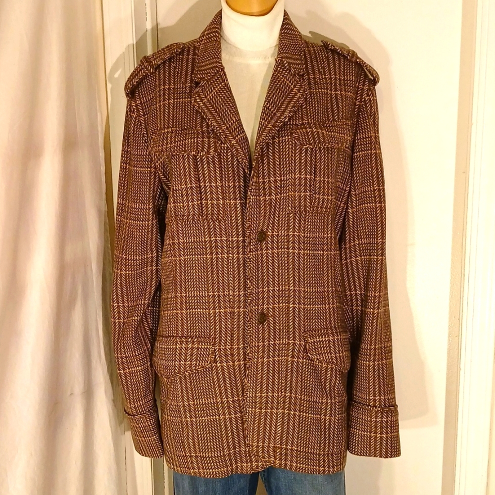 Like New Calvin Klein Plaid Wool Blazer